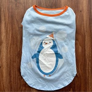 Dog Shirt Winter Penguin Apparel Clothes For Family Pet Light Blue Size Large